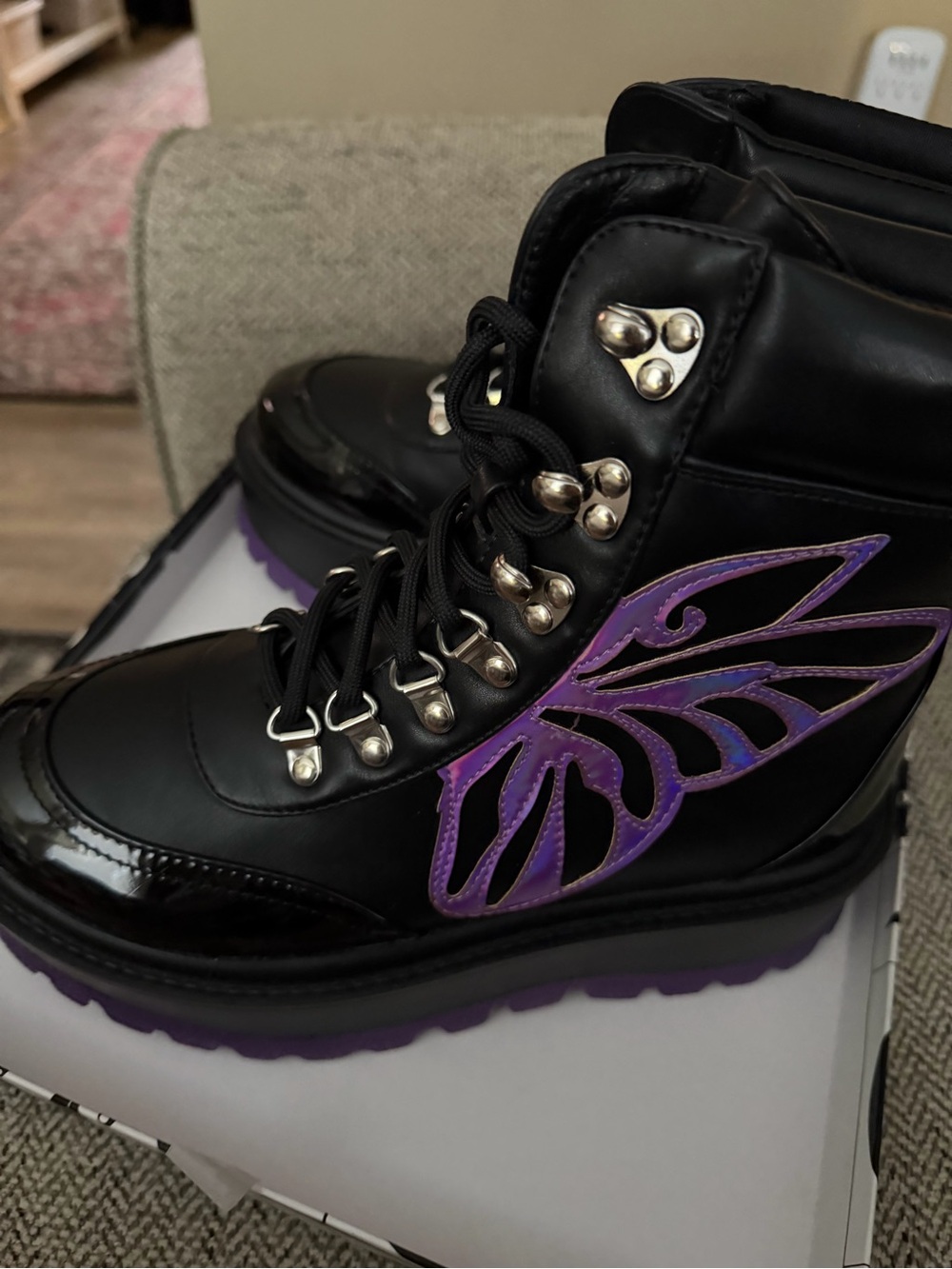 Dolls Kill black Fairy wing boots - Women's